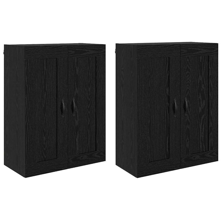 Væghængt skab 2 pcs Sort eg 69,5 x 34 x 90 cm Konstrueret træ