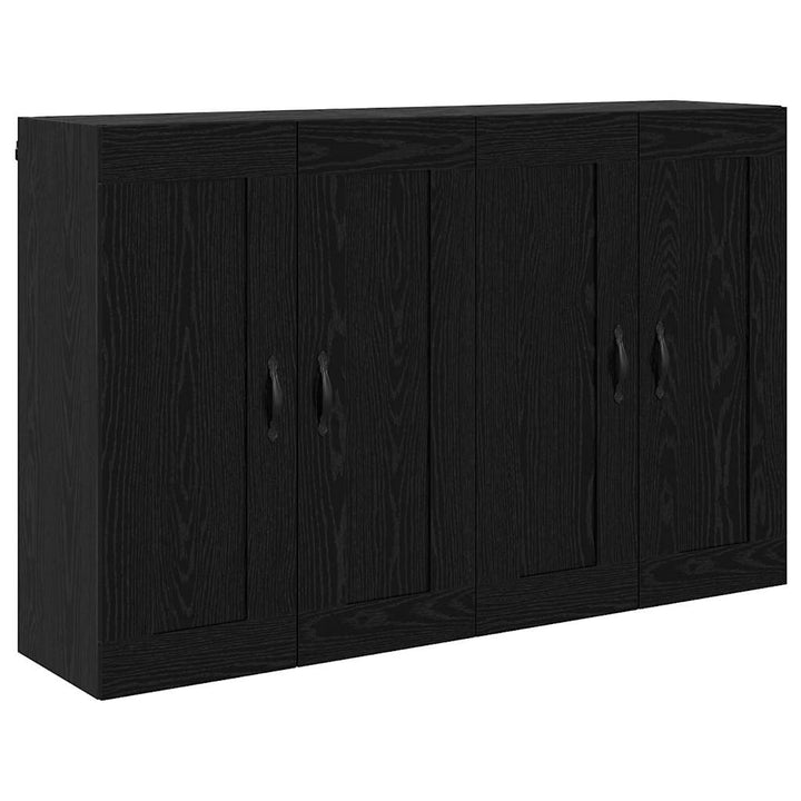 Væghængt skab 2 pcs Sort eg 69,5 x 34 x 90 cm Konstrueret træ