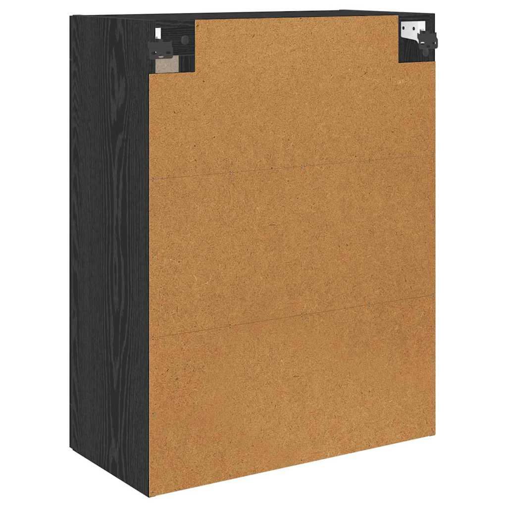 Væghængt skab 2 pcs Sort eg 69,5 x 34 x 90 cm Konstrueret træ