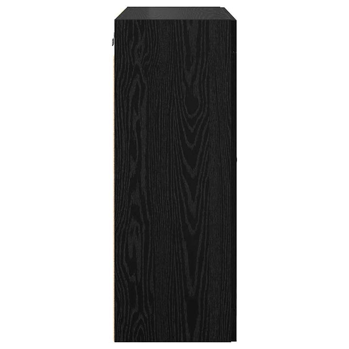 Væghængt skab 2 pcs Sort eg 69,5 x 34 x 90 cm Konstrueret træ