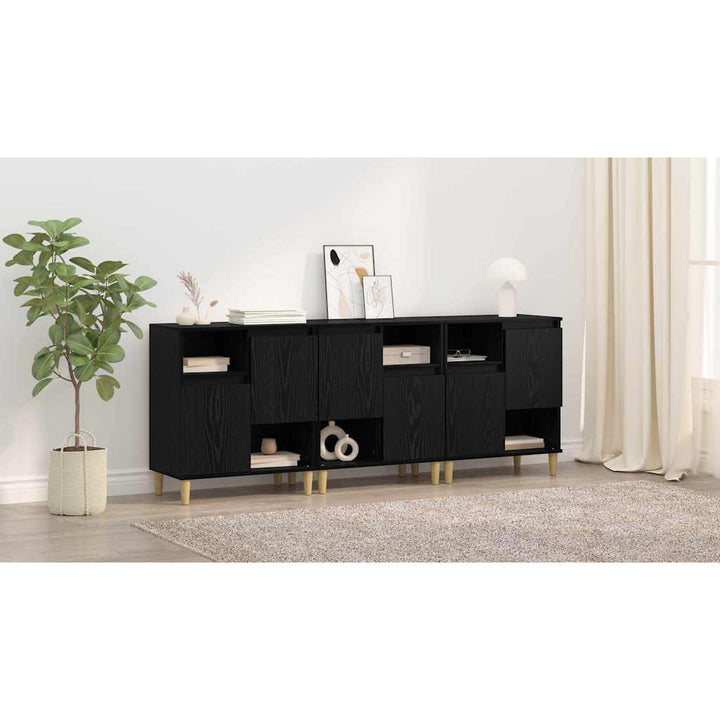 Sideboards 3 pcs Sort eg 60 x 35 x 70 cm Konstrueret træ