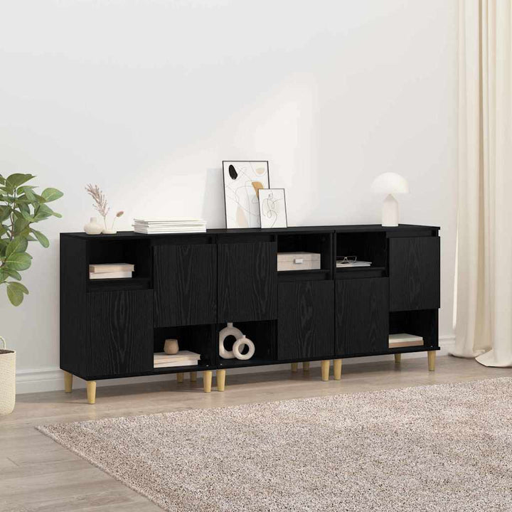 Sideboards 3 stk. Sort eg 60 x 35 x 70 cm Konstrueret træ
