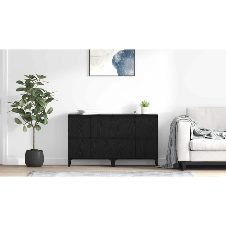 Sideboards 2 pcs Sort eg 60 x 35 x 70 cm Konstrueret træ