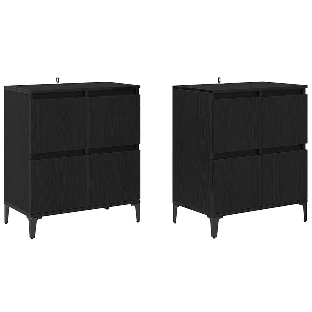 Sideboards 2 pcs Sort eg 60 x 35 x 70 cm Konstrueret træ