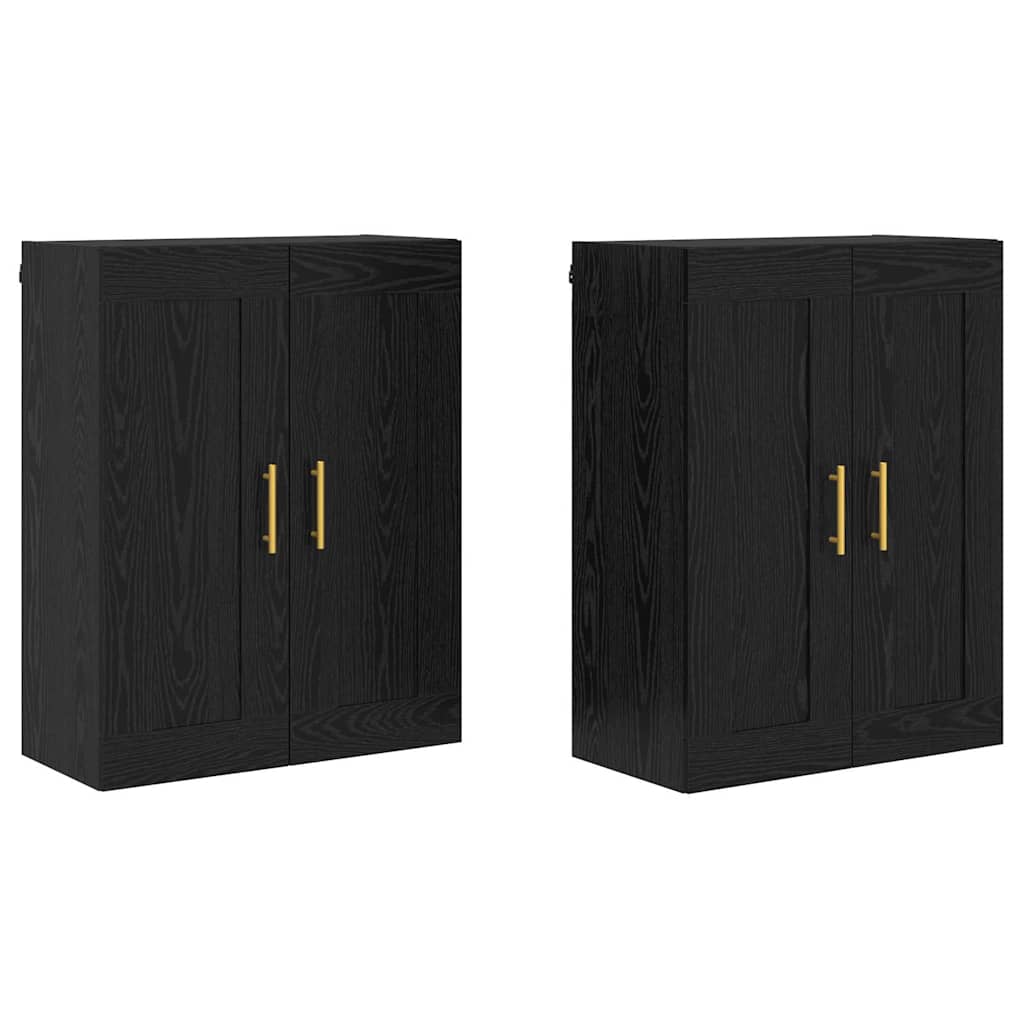 Væghængt skab 2 stk. Sort eg 69,5 x 34 x 90 cm Konstrueret træ