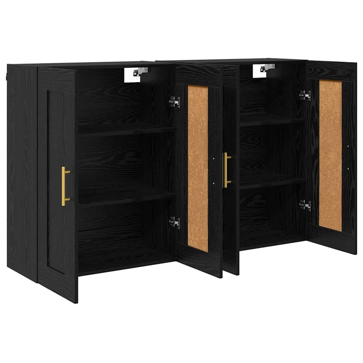 Væghængt skab 2 stk. Sort eg 69,5 x 34 x 90 cm Konstrueret træ