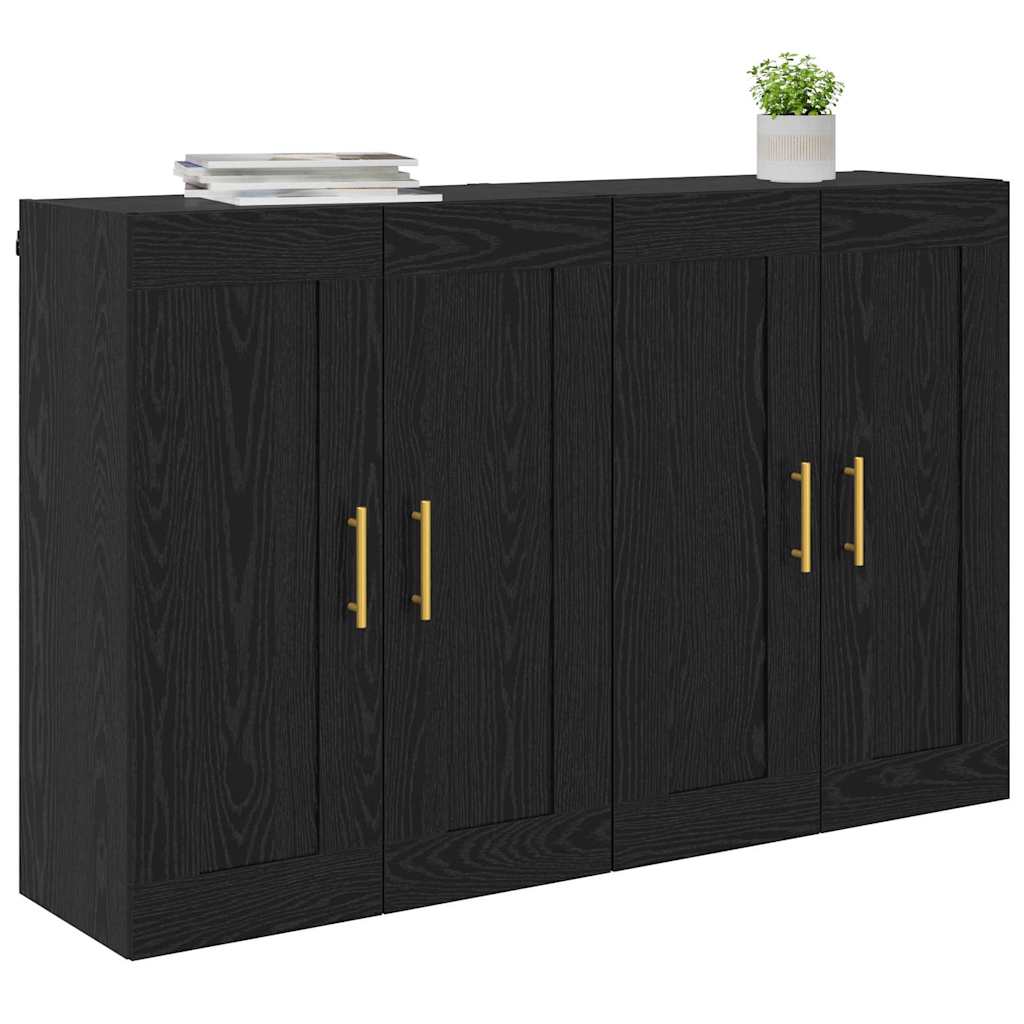 Væghængt skab 2 stk. Sort eg 69,5 x 34 x 90 cm Konstrueret træ