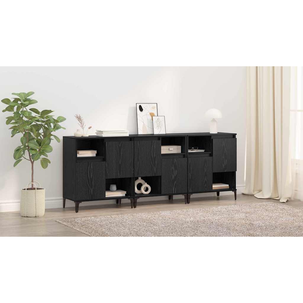 Sideboards 3 pcs Sort eg 60 x 35 x 70 cm Konstrueret træ