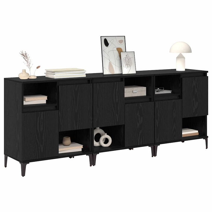 Sideboards 3 pcs Sort eg 60 x 35 x 70 cm Konstrueret træ