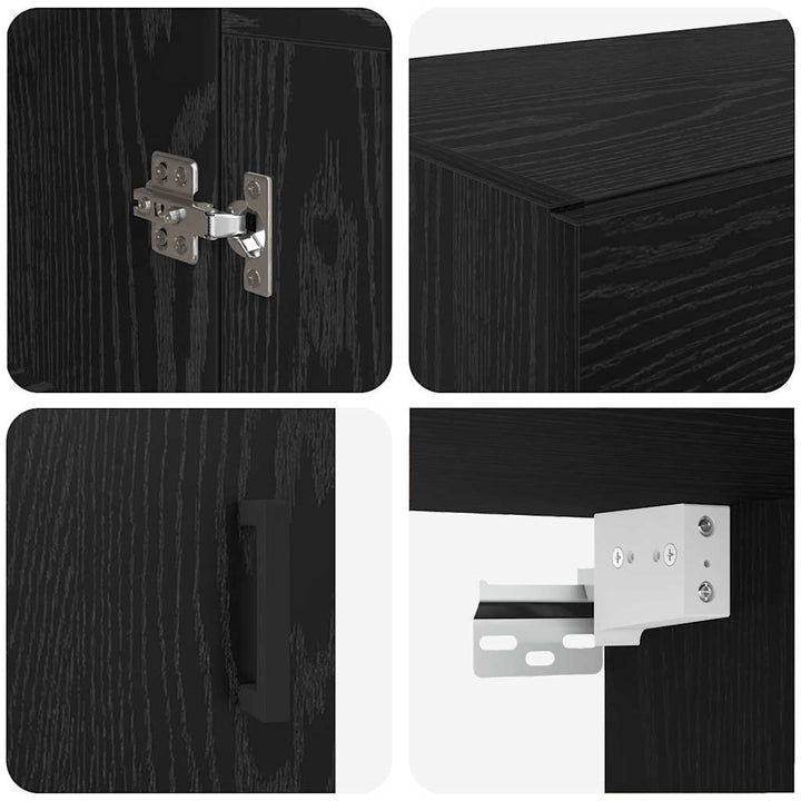 Væghængt skab 2 stk. Sort eg 69,5 x 34 x 90 cm Konstrueret træ