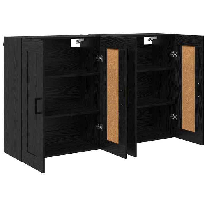 Væghængt skab 2 stk. Sort eg 69,5 x 34 x 90 cm Konstrueret træ