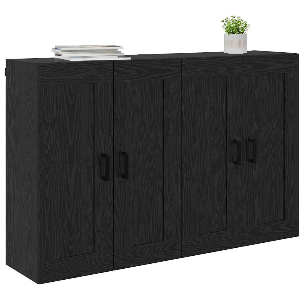 Væghængt skab 2 stk. Sort eg 69,5 x 34 x 90 cm Konstrueret træ
