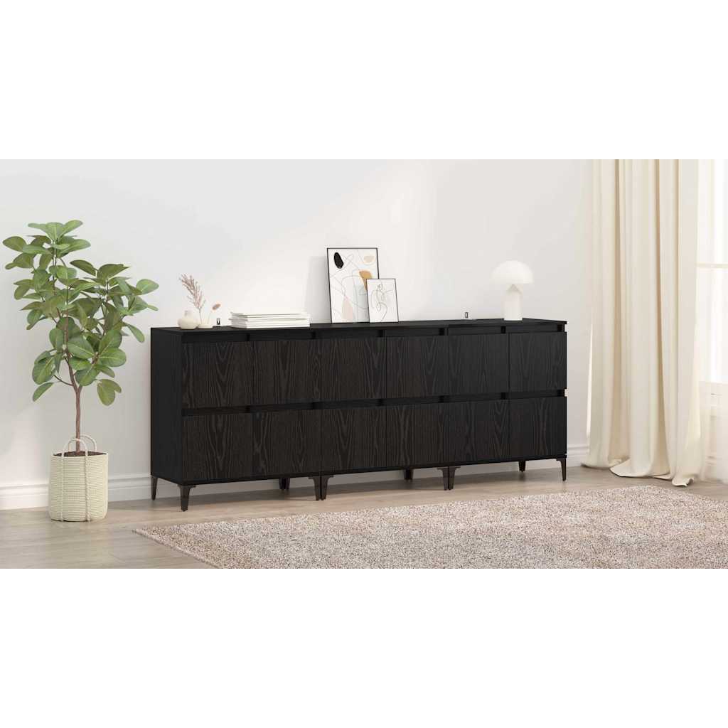 Sideboards 3 pcs Sort eg 60 x 35 x 70 cm Konstrueret træ