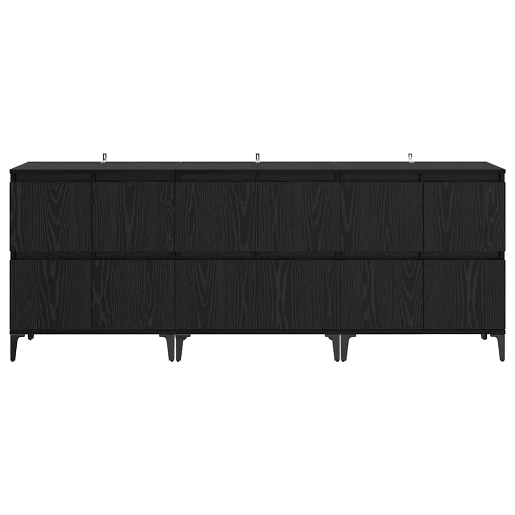 Sideboards 3 pcs Sort eg 60 x 35 x 70 cm Konstrueret træ