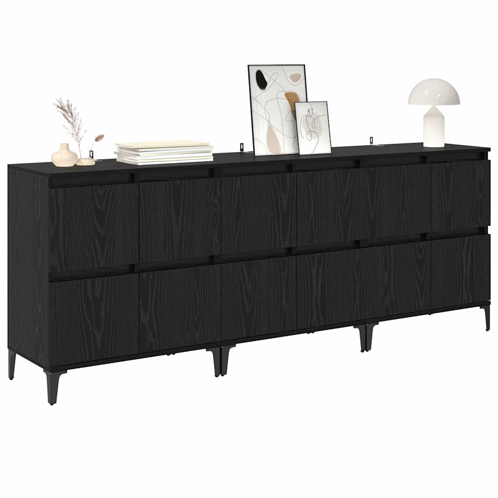 Sideboards 3 stk. Sort eg 60 x 35 x 70 cm Konstrueret træ