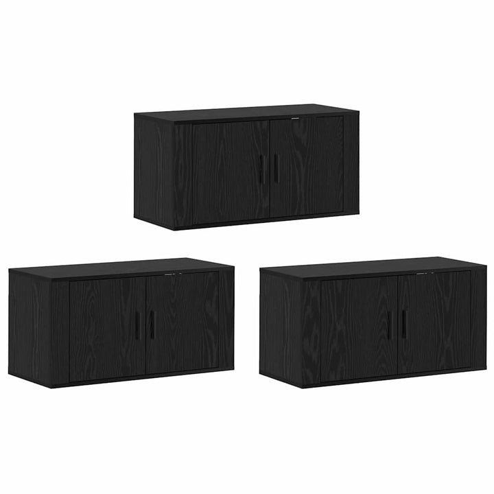 Væghængt TV-skab sæt 3 pcs Sort eg 80 x 34,5 x 40 cm