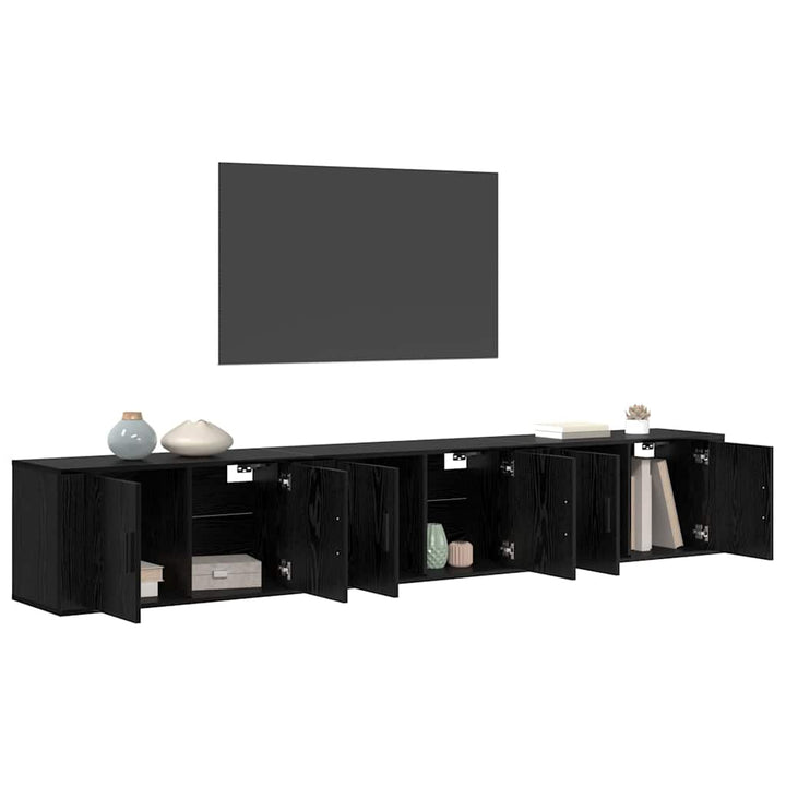 Væghængt TV-skab sæt 3 pcs Sort eg 80 x 34,5 x 40 cm