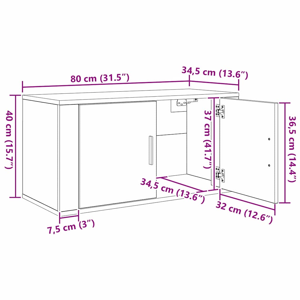Væghængt TV-skab sæt 3 pcs Sort eg 80 x 34,5 x 40 cm