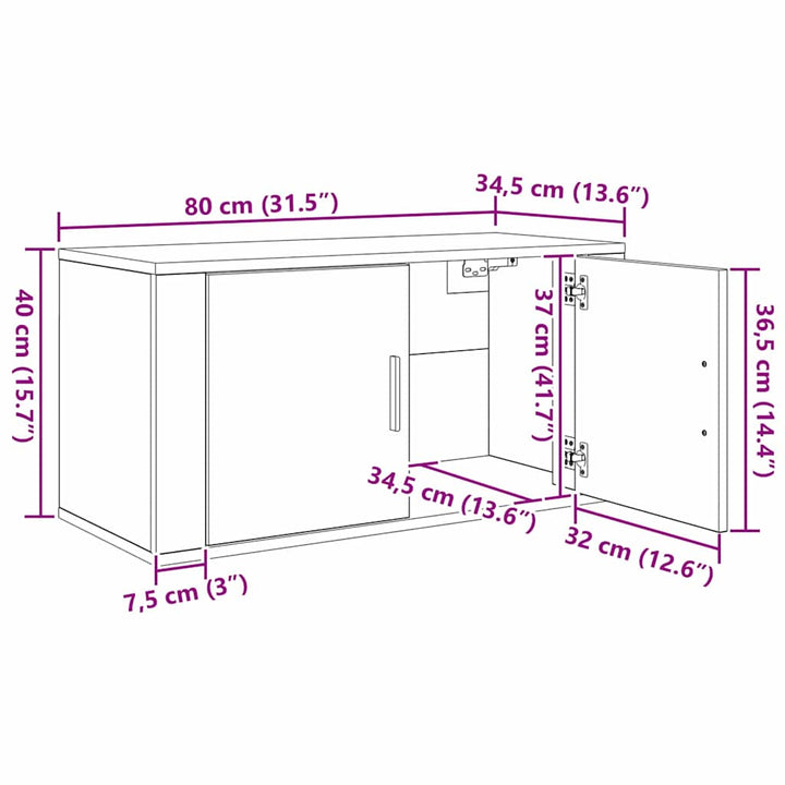 Væghængt TV-skab sæt 3 pcs Sort eg 80 x 34,5 x 40 cm