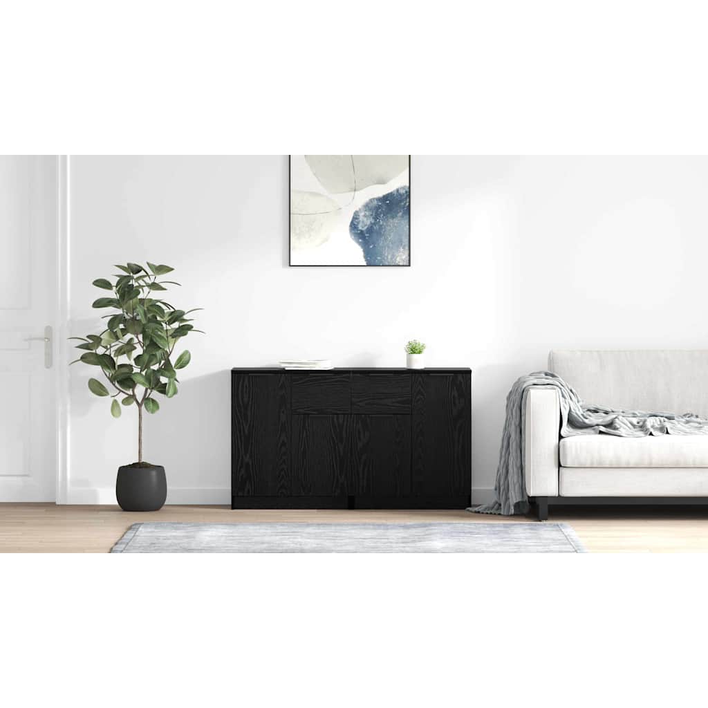 Sideboards 2 pcs Sort eg 60 x 30 x 70 cm Konstrueret træ