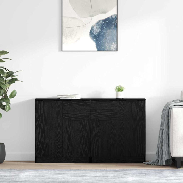Sideboards 2 pcs Sort eg 60 x 30 x 70 cm Konstrueret træ