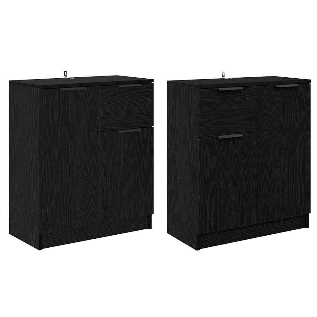 Sideboards 2 pcs Sort eg 60 x 30 x 70 cm Konstrueret træ