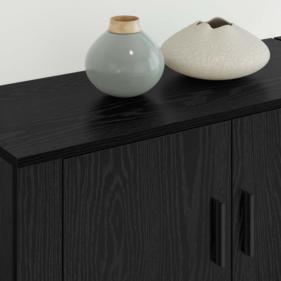 Væghængt TV-skab sæt 2 pcs Sort eg 80 x 34,5 x 40 cm