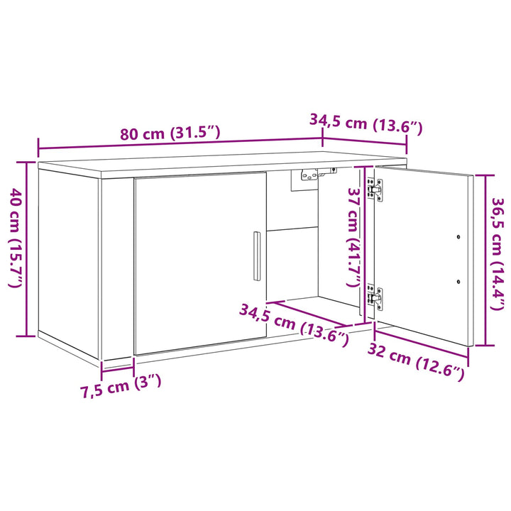 Væghængt TV-skab sæt 2 pcs Sort eg 80 x 34,5 x 40 cm