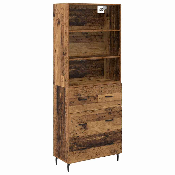 Highboard med skuffe 2 pcs Gammelt træ Konstrueret træ