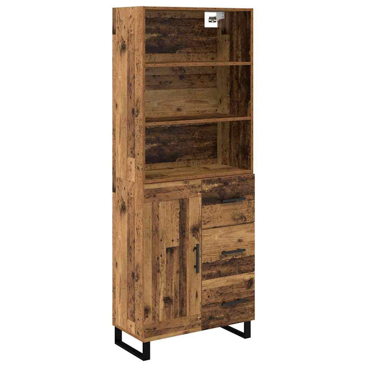 Highboard med skuffe 2 pcs Gammelt træ Konstrueret træ