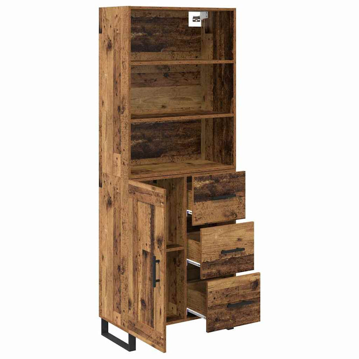 Highboard med skuffe 2 pcs Gammelt træ Konstrueret træ