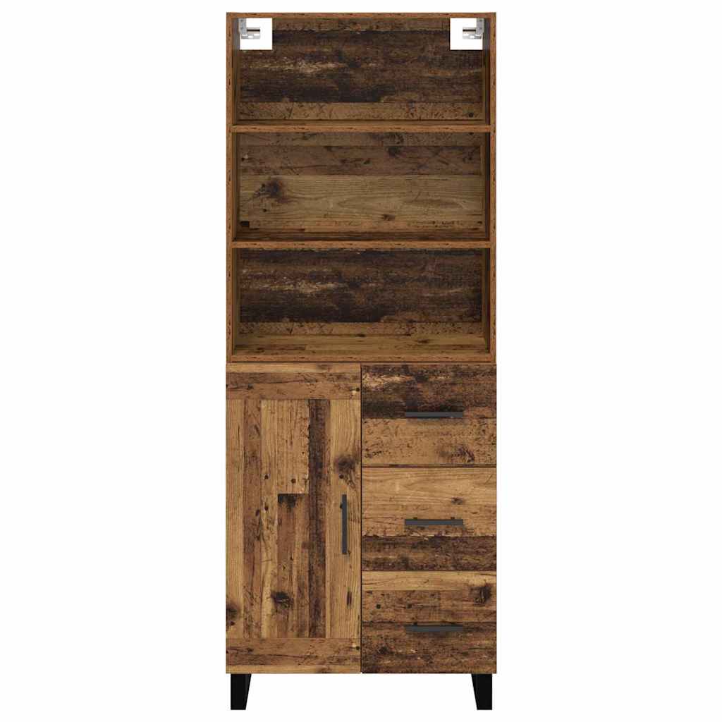 Highboard med skuffe 2 pcs Gammelt træ Konstrueret træ