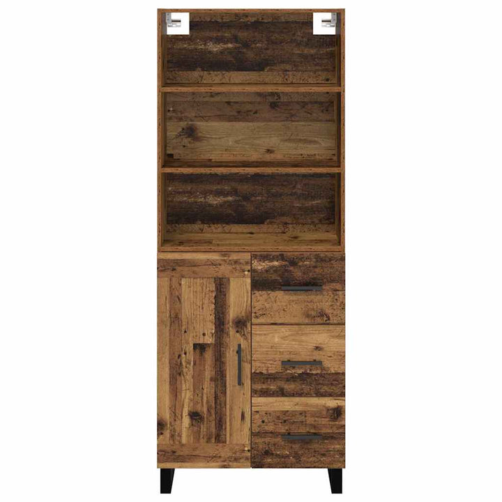 Highboard med skuffe 2 pcs Gammelt træ Konstrueret træ