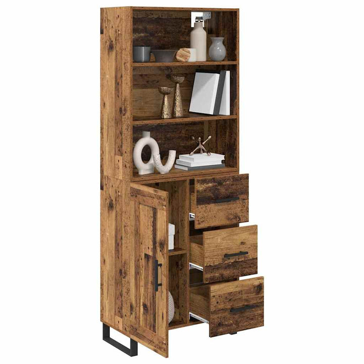 Highboard med skuffe 2 pcs Gammelt træ Konstrueret træ