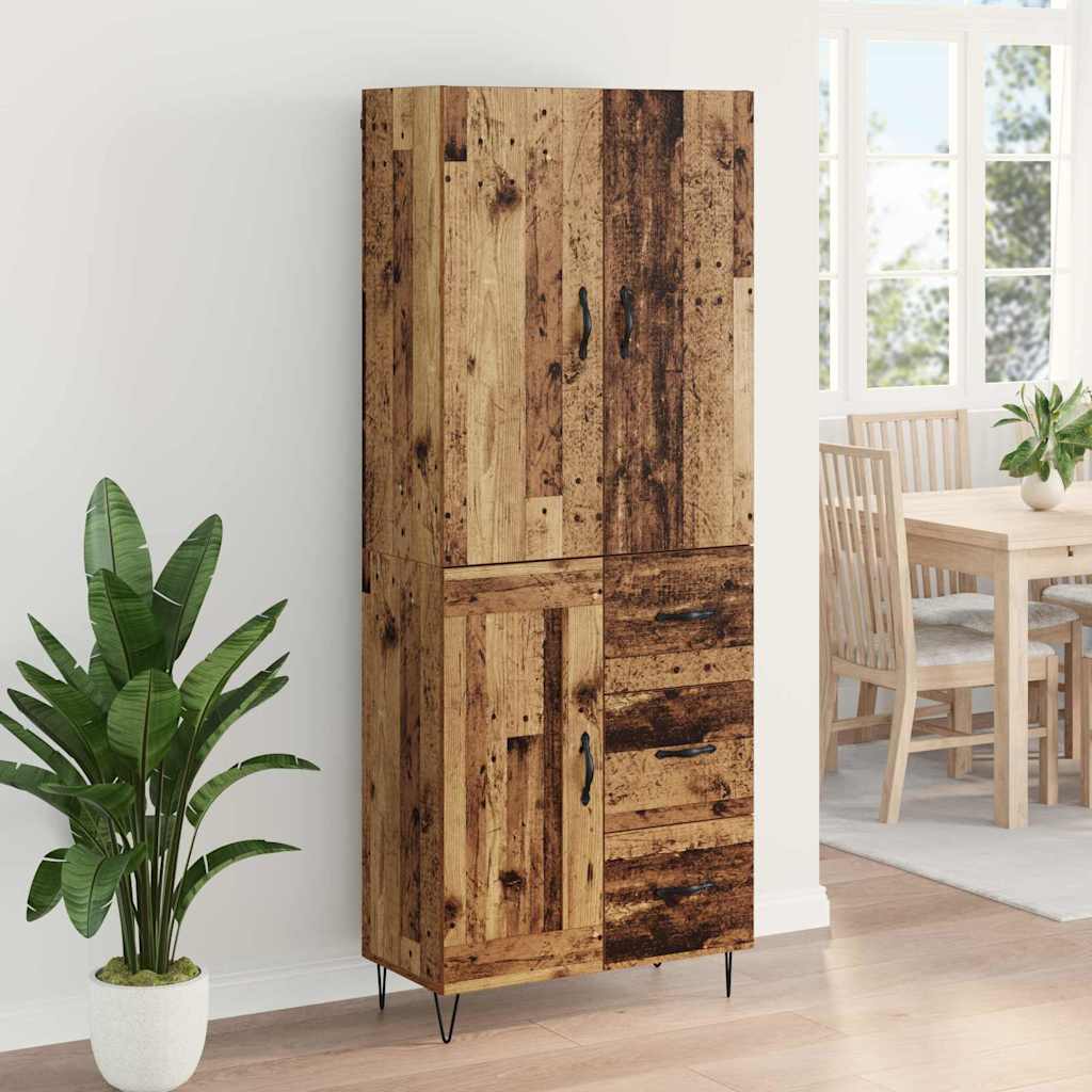 Highboard med skuffe 2 pcs Gammelt træ Konstrueret træ