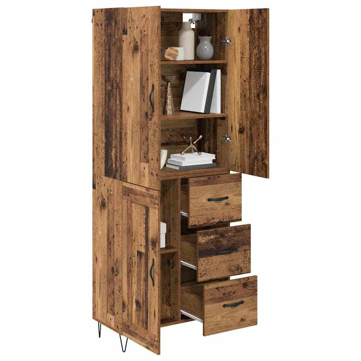 Highboard med skuffe 2 pcs Gammelt træ Konstrueret træ