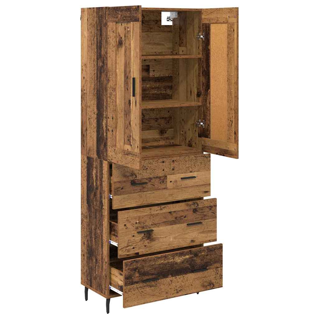 Highboard med skuffe 2 pcs Gammelt træ Konstrueret træ