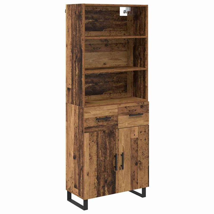 Highboard med skuffe 2 pcs Gammelt træ Konstrueret træ