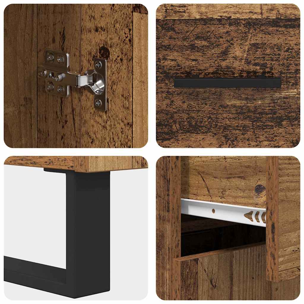 Highboard 2 stk. Gammelt træ 69,5 x 34 x 180 cm Konstrueret træ