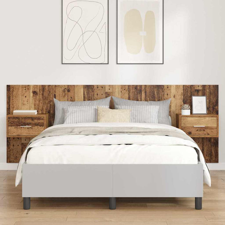 Hovedgærde Med Skab 3 pcs Gammelt træ Konstrueret træ