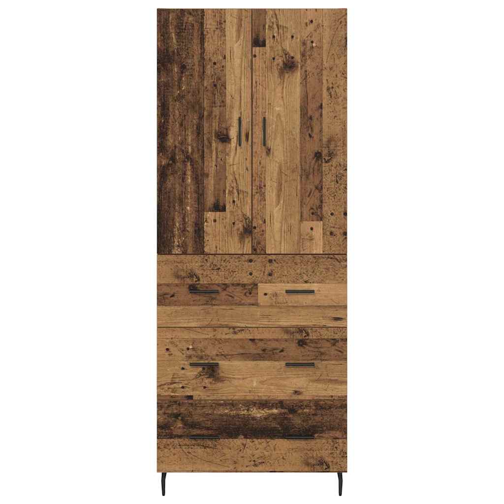 Highboard med skuffe 2 pcs Gammelt træ Ingeniørtræ og glas