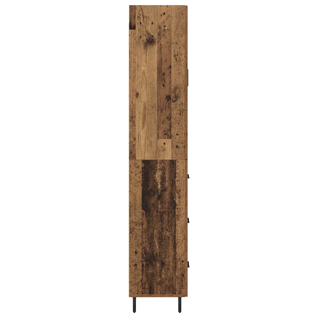 Highboard med skuffe 2 pcs Gammelt træ Ingeniørtræ og glas