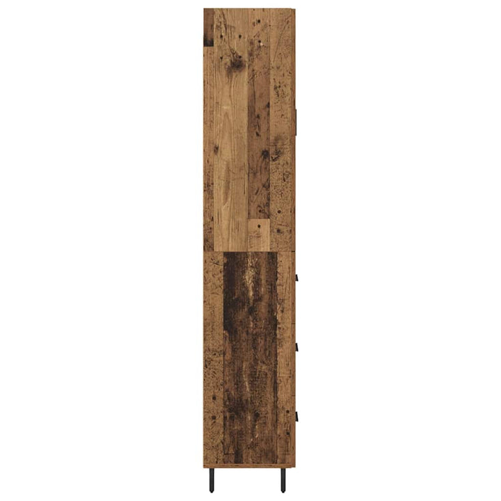 Highboard med skuffe 2 pcs Gammelt træ Ingeniørtræ og glas