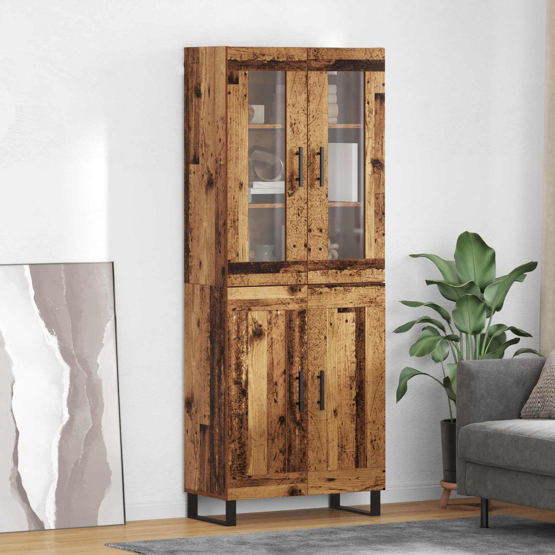 Highboard 2 stk. Gammelt træ 69,5 x 34 x 180 cm Konstrueret træ