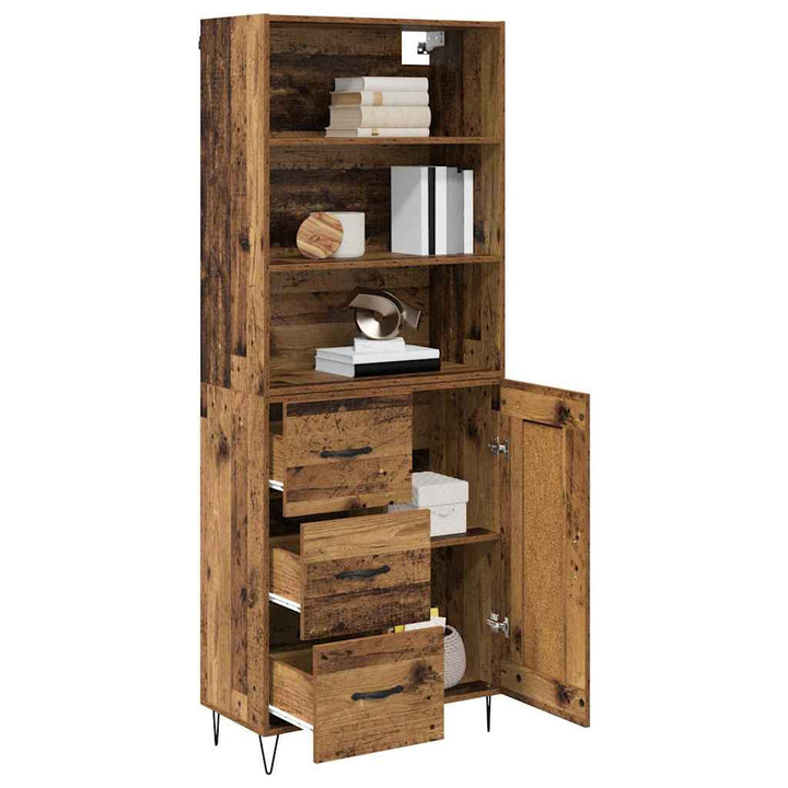 Highboard med skuffe 2 pcs Gammelt træ Konstrueret træ