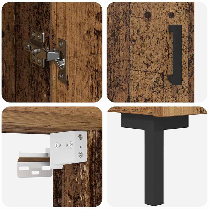 Highboard 2 pcs Gammelt træ Konstrueret træ