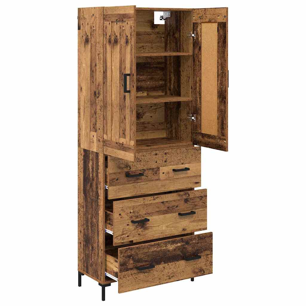 Highboard med skuffe 2 pcs Gammelt træ Konstrueret træ