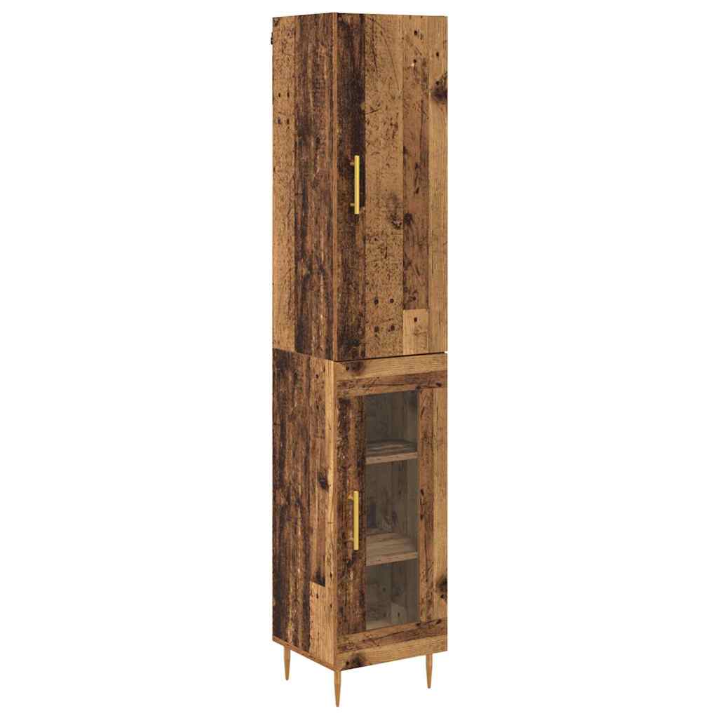 Highboard 2 pcs Gammelt træ Konstrueret træ