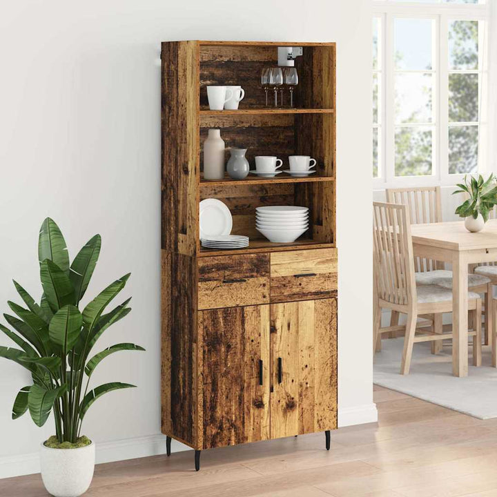 Highboard 2 stk. Gammelt træ 69,5 x 32,5 x 180 cm