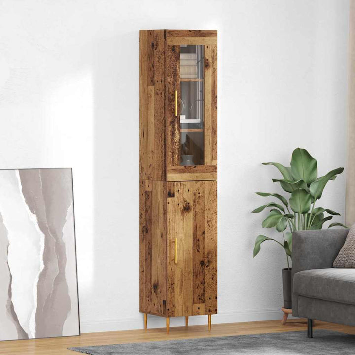 Highboard 2 pcs Gammelt træ Konstrueret træ